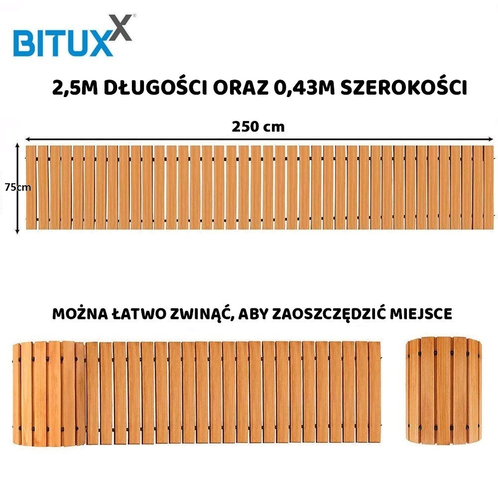 ZAHRADNÍ CHODNÍK Z CEDROVÉHO DŘEVA 250CM X75CM BITUXX ROLOVACÍ DO ZAHRADY CESTIČKA MS19601